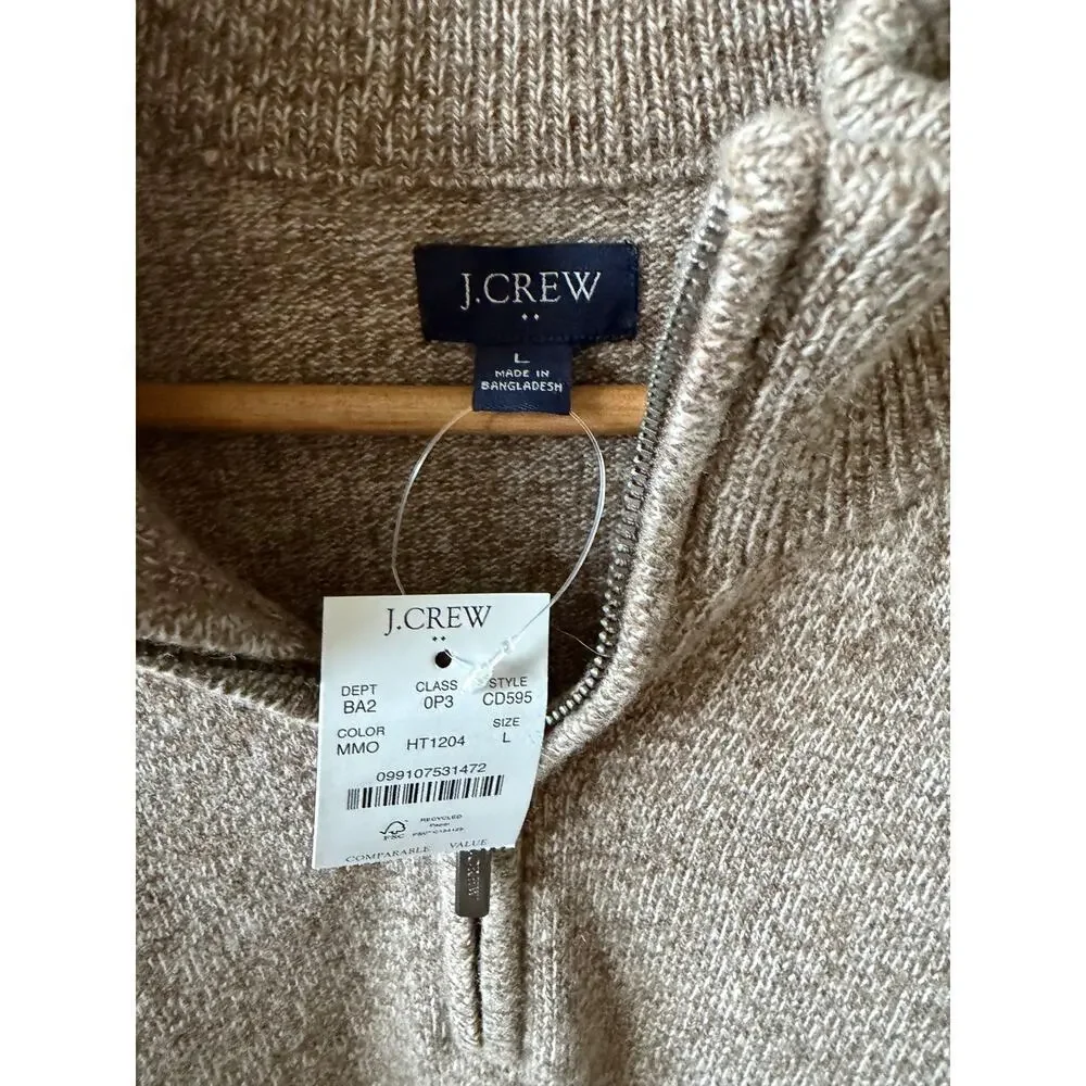 J. Crew lambswool 1/4 zip sweater men's size Large